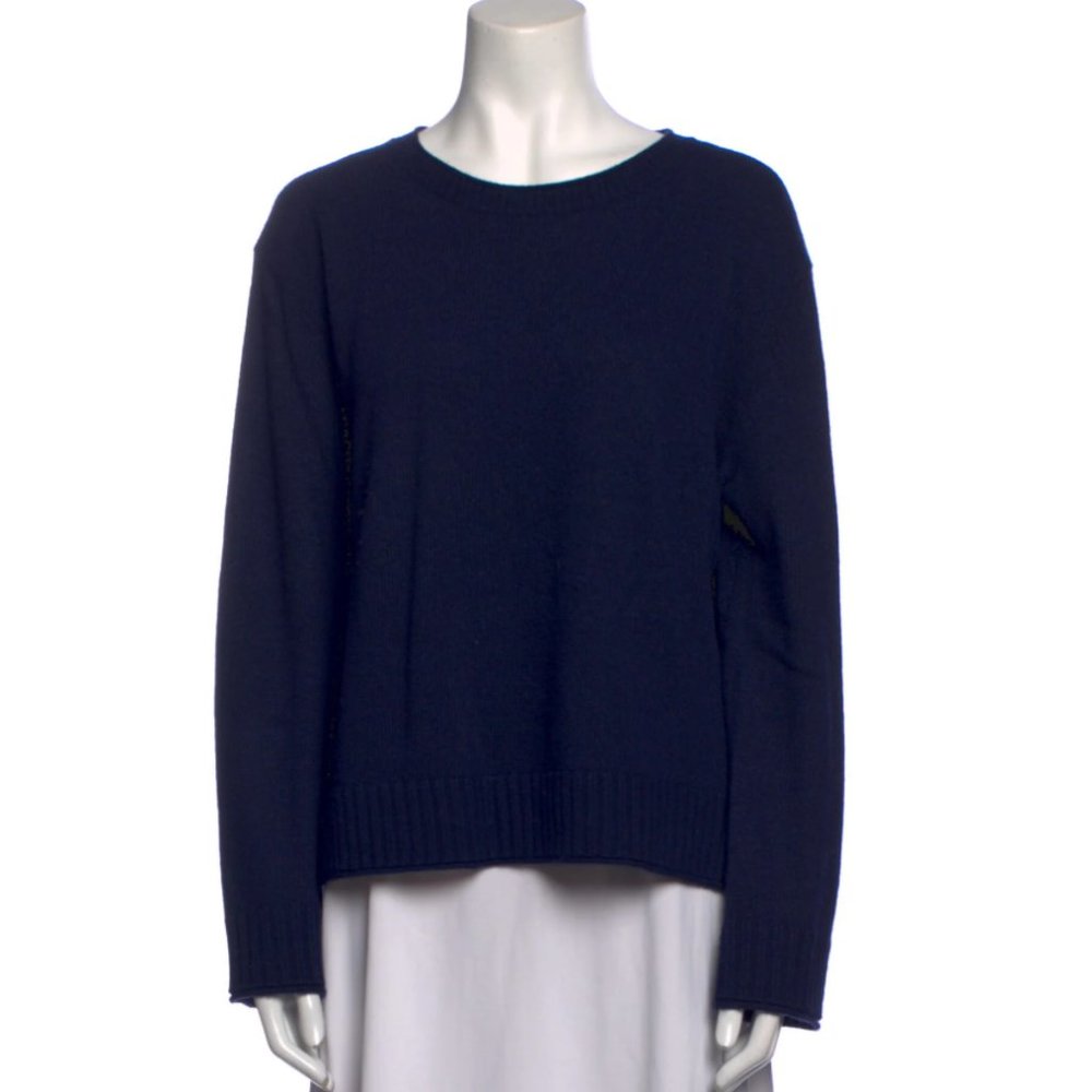 Jenni Kayne Navy Crewneck Everyday Sweater - M - Picture 2 of 8